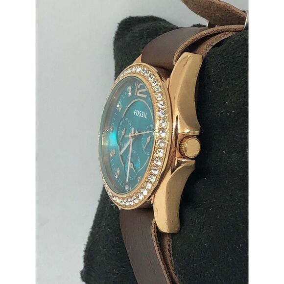 Fossil FS3385 Unisex Brown Leather Analog Dial Quartz Genuine Wrist Watch DV146 - Picture 3 of 8
